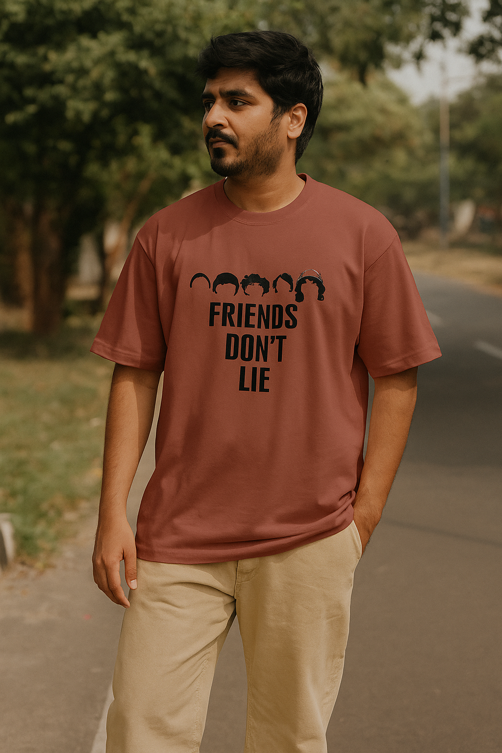 Unisex Oversized T-Shirt - Friends Don't Lie - Stranger Things Edition tag0