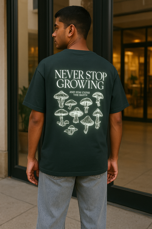 Unisex Oversized T-Shirt - Never Stop Growing Mushrooms tag0