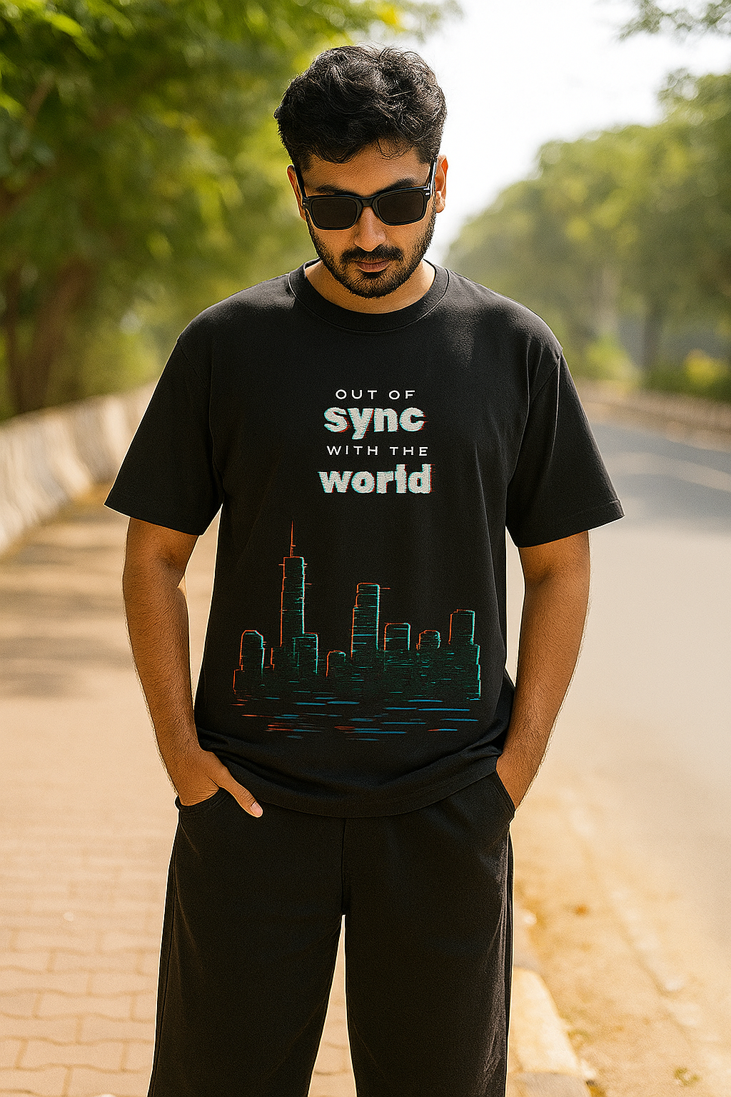 Unisex Oversized T-Shirt - Out Of Sync - Glitch Edition tag0